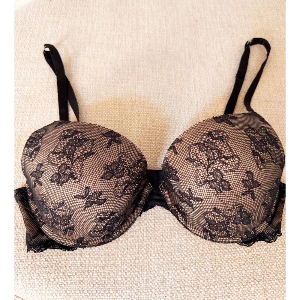 Victoria Secret Demi Uplift Bra Biofit Black Lace Underwire 34C